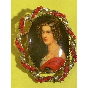 Vintage Victorian Revival Portrait Brooch